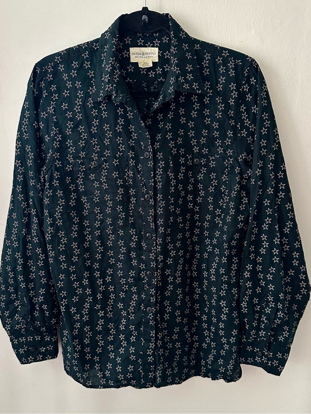 Ralph Lauren Denim & Supply Black Shirt White Stars Button Up Women’s M Western